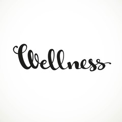 Wellness calligraphic inscription on a white background