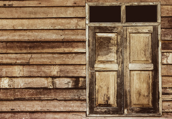 Wooden slats wall and windows