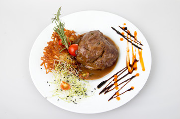 Beef steak with pepper sauce