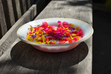 Plate with flower petals