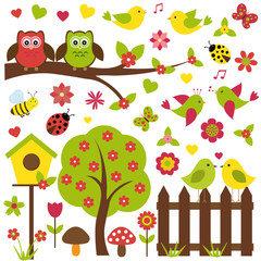 Vector set of spring theme.