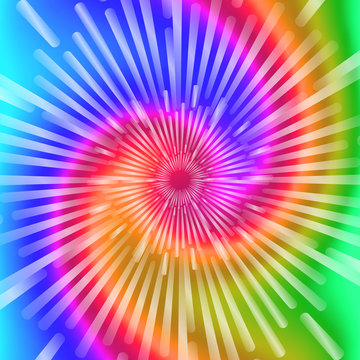 Tie Dye Colors. Beautiful Realistic spiral tie-dye vector illustration