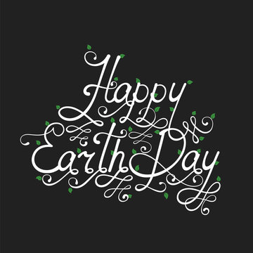 Greeting card for the day the earth isolated on a black background.