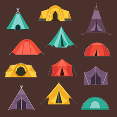 Tourist Tents Vector Icons