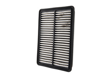 Used air filter for car, auto spare part, isolated on white