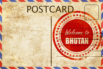 Vintage postcard Welcome to bhutan