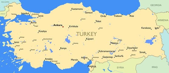 Detailed map of Turkey