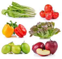 red apple, pepper, Monkey apple, Ripe thai cherry, lettuce, Gree