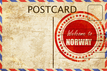 Vintage postcard Welcome to norway