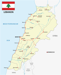 lebanon road map with flag