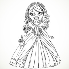 Beautiful  princess in a ball gown and tiara sketch