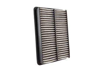 Used air filter for car, auto spare part, isolated on white