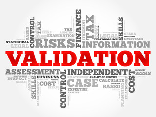 VALIDATION word cloud, business concept