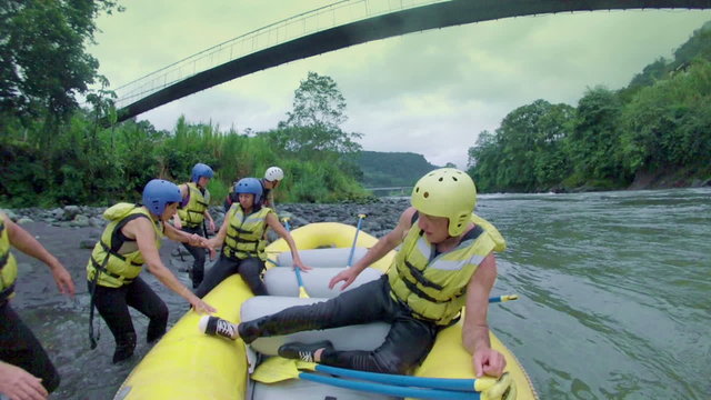 Experience the thrill of rafting on the exhilarating Pastaza River in Ecuador with a group of adventurous individuals.