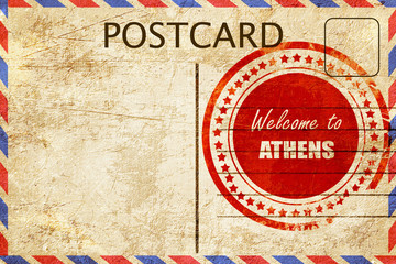 Vintage postcard Welcome to athens