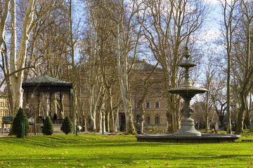 Fountain and pavilion in park Zrinjevac in  Zagreb 

