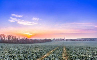 Beautiful sunrise in the Slovak countryside