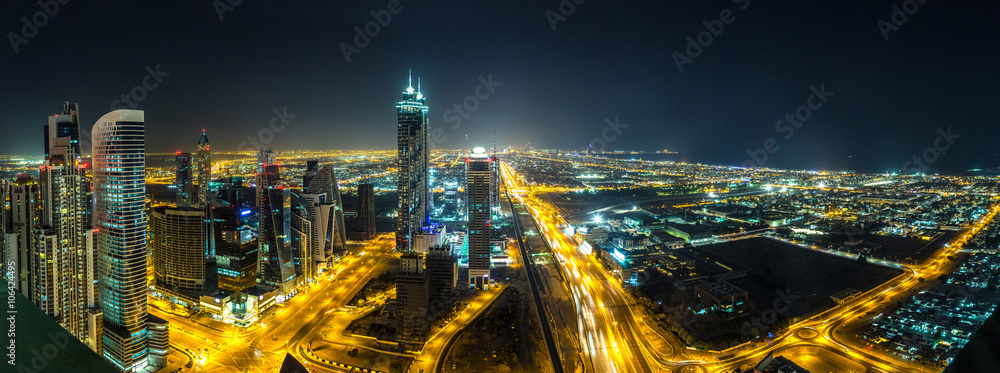 Canvas Prints Panorama of Dubai at night