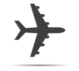 Fototapeta na wymiar airplane double shadow icon vector