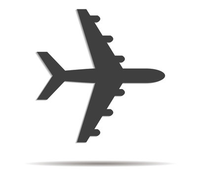 airplane double shadow icon vector
