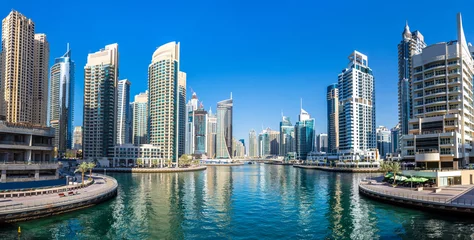 Zelfklevend Fotobehang Panorama of Dubai marina © Sergii Figurnyi