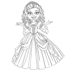 Cute young princess with curly hair outlined