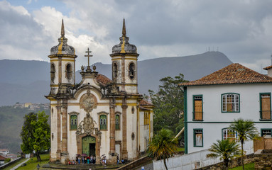 Fototapeta na wymiar OURO PRETO , BRAZIL . Brazilian journey.View of St. Francis of Assis.