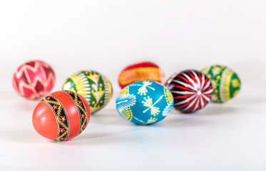 Easter eggs in the white background. easter decoration
