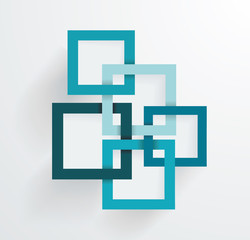 Fototapeta premium 3D Square geometric element on blue paper frames