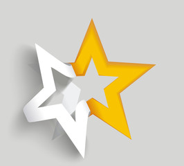 Vector star paper sticker on white background