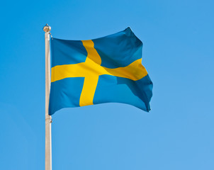 Flag of Sweden against blue sky
