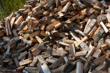 Pile of firewood in the country