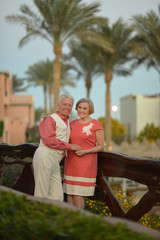 Senior couple near hotel resort