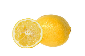 yellow ripe lemon over the white background