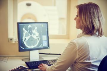 Obraz na płótnie Canvas computed tomography or MRI scanner test analysis