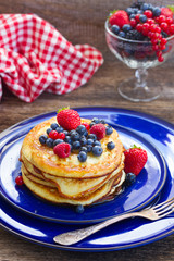 Pancakes in blue plate