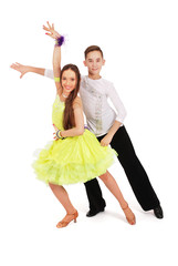 Boy and girl dancing ballroom dance