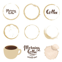Set of cup stains. Morning coffee