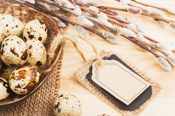 Quail Easter eggs in the bowl