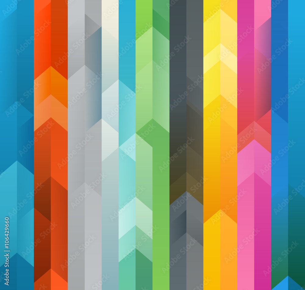 Poster Abstract vector background of different color arrows. Design con