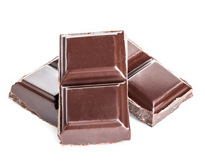 Chocolate bars isolated on a white background.
