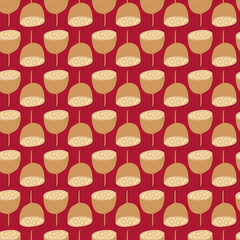 Vector floral pattern in doodle style with flowers and leaves. Poppies on a red background. Seamless pattern can be used for wallpaper, pattern fills, web page background, surface textures.