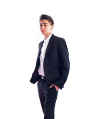 teenage boy wearing a suit