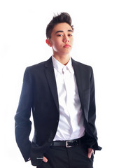 teenage boy wearing a suit