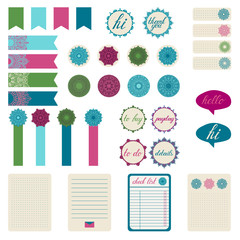 Set of different stickers with the mandala..Stickers for organized planner. Template for planner, scrapbooking, wrapping, wedding invitation, notebooks, diary.