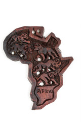 wooden map of continent africa