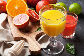 Fresh citruses and juices