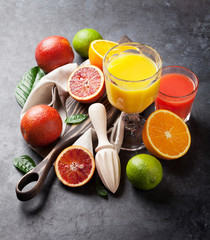 Fresh citruses and juices
