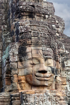 Ancient bas-relief at Prasat Bayon temple in Angkor Thom, Cambodia