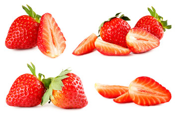 Fototapeta na wymiar Collage of strawberries berry isolated on white